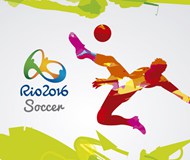 奥运会足球水彩矢量图片
