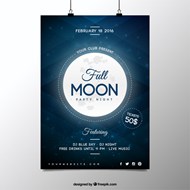 酒吧月亮主题海报矢量图片