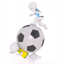 3D立体白色踢球小人高清图