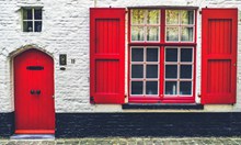复古红色门窗高清图片