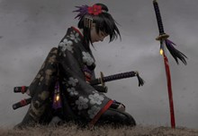 日本武士和服美女高清图