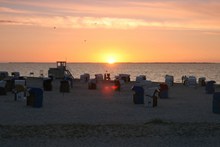 海岸沙滩日落景观高清图片