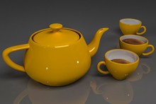 黄色陶瓷茶具高清图片