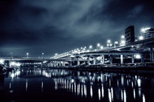 城市大桥灯光夜景图片素材