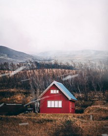红色乡村木屋高清图片