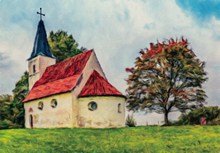 教堂绘画精美图片