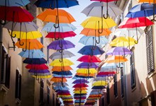 街边雨伞天幕高清图