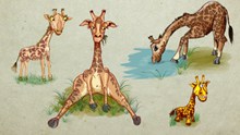 卡通长颈鹿背景图片下载