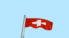 飘扬瑞士国旗图片素材
