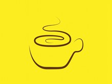 黄色背景咖啡线条简笔画图片