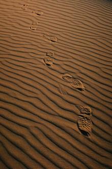沙漠上脚印高清图片