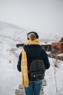 美女雪地上行走背影图片大全