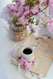 一杯咖啡一本书唯美高清图片
