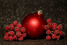 红色圣诞球浆果图片下载