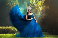 印度美女蓝色婚纱照图片素材