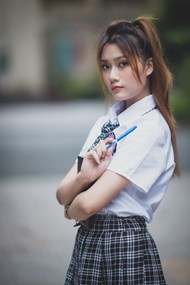 清纯学生制服美女摄影图片素材