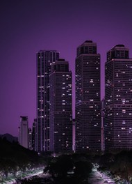 紫色夜空城市夜景精美图片