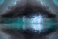 湖面雷暴闪电精美图片
