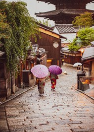 日本和服美女撑伞背影图片素材