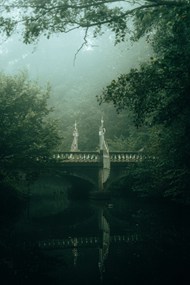 清晨山水桥梁风景高清图片