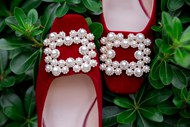 红色珍珠婚鞋高清图片