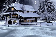 唯美圣诞夜雪屋精美图片