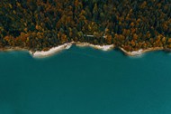 蓝色海湾树林鸟瞰图精美图片
