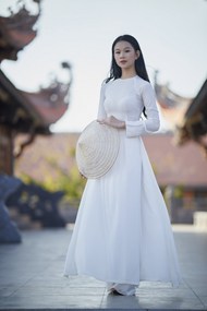 越南白色奥黛越服美女图片下载