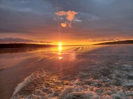黄昏海滩日落美景图片下载