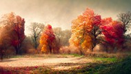 秋天森林水彩画高清图片