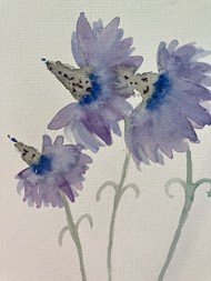 紫色水彩花卉绘画作品图片下载