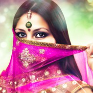 排灯节遮着面纱的印度美女精美图片