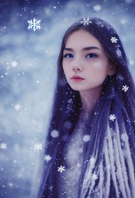 冬季雪花贴纸特效美女精美图片