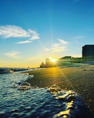 海边沙滩日出建筑写真精美图片