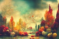 秋天风景油画精美图片