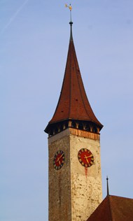 瑞士宗教教堂塔高清图片