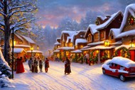 冬季圣诞之夜唯美夜景插画精美图片