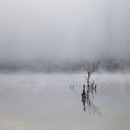 云雾缭绕湖泊风景高清图片