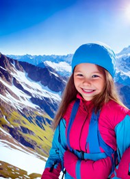 冬季户外登山远足小女孩精美图片