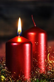 圣诞节红色蜡烛装饰图片大全