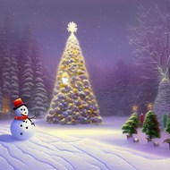 圣诞夜雪中圣诞树图片大全