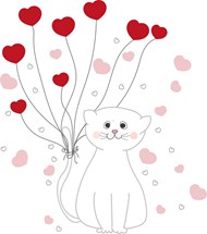 情人节浪漫爱心猫咪卡通精美图片