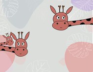 可爱卡通长颈鹿热带植物背景高清图片