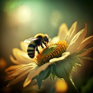 逆光蜜蜂向日葵高清图片