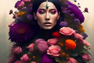 欧美彩妆美女艺术花卉造型精美图片