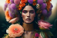 欧美美女时尚艺术花卉造型精美图片