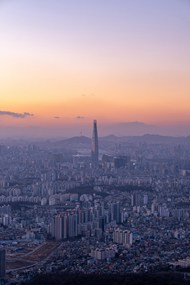 日暮黄昏韩国城市建筑群图片下载