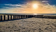 黄昏海岸沙滩落日风光写真图片下载