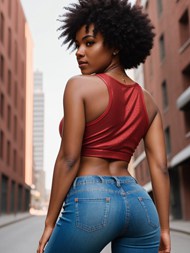 性感时尚街拍黑人美女人体写真图片