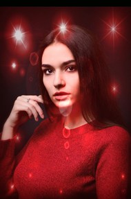 气质红色羊毛衫俄罗斯美女精美图片